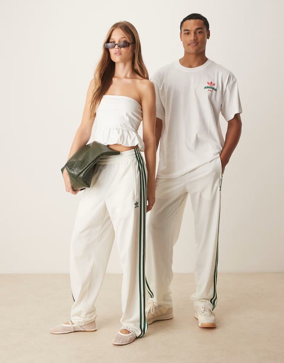 ASOS adidas Originals Firebird track pants in cream and green