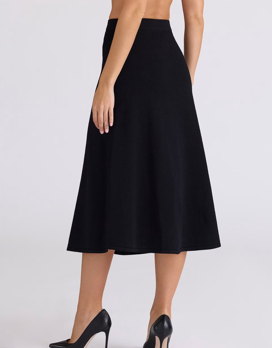 ASOS House of CB Asti a-line midi skirt in black - BLACK - 4