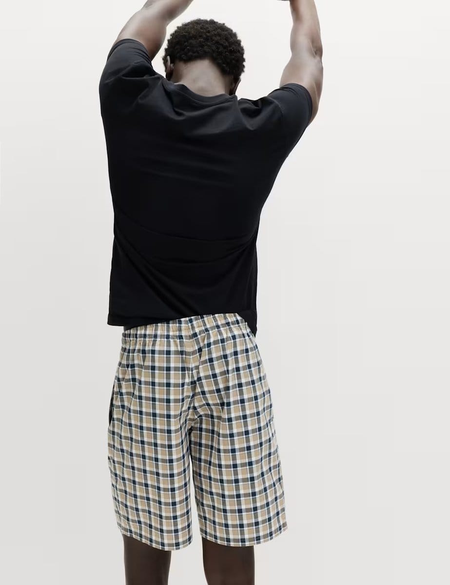 Marks & Spencer M&S 2 Pack Pure Cotton Checked Pyjama Shorts Blue Mix - 4