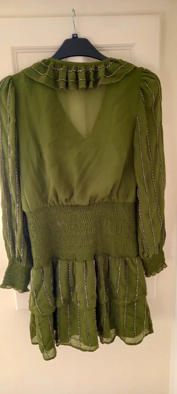 T.K. Maxx Stunning ladies olive chiffon dress(size 12) - 4