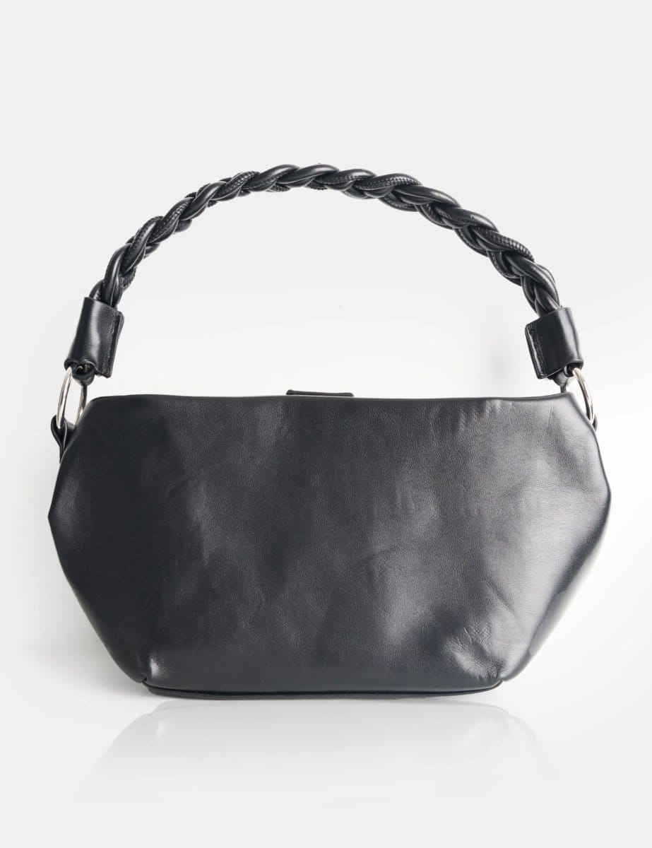Public Desire Lillian Black Woven Strap Shoulder Bag - 1