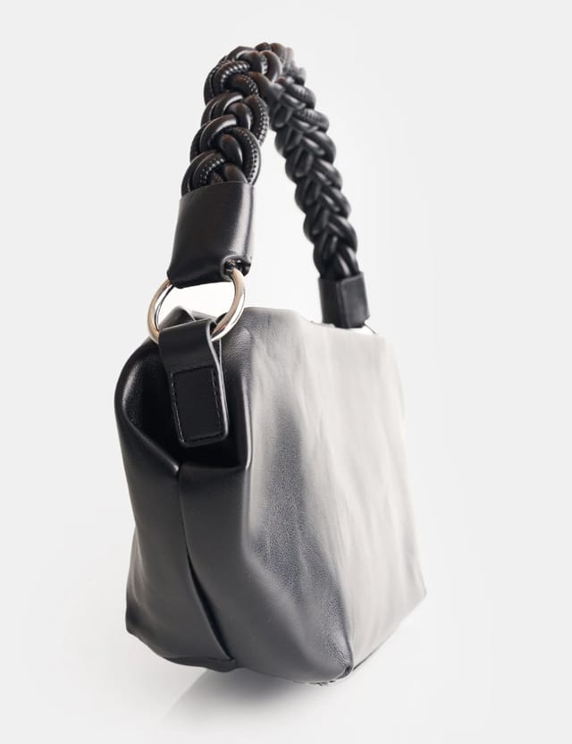 Public Desire Lillian Black Woven Strap Shoulder Bag - 2