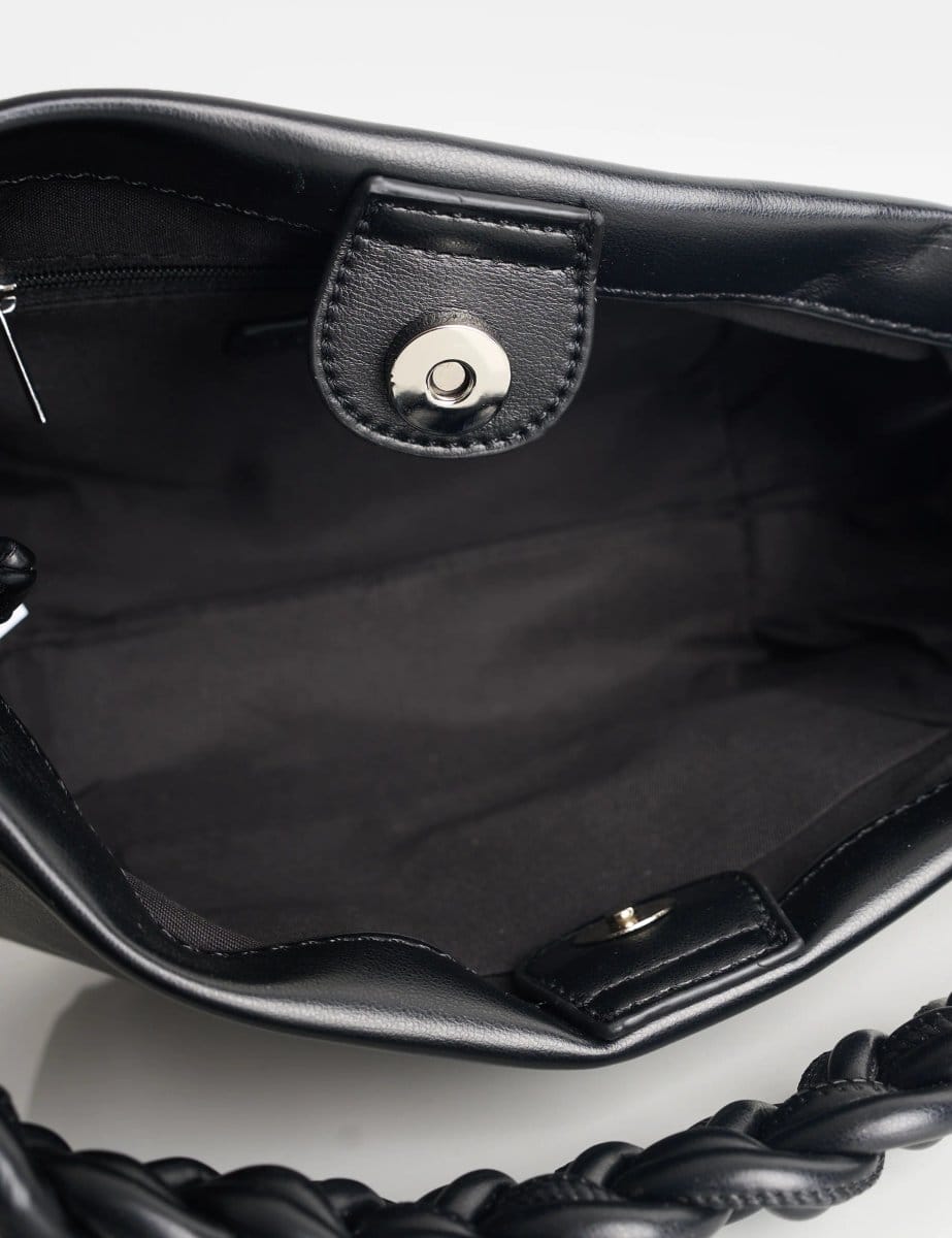 Public Desire Lillian Black Woven Strap Shoulder Bag - 4