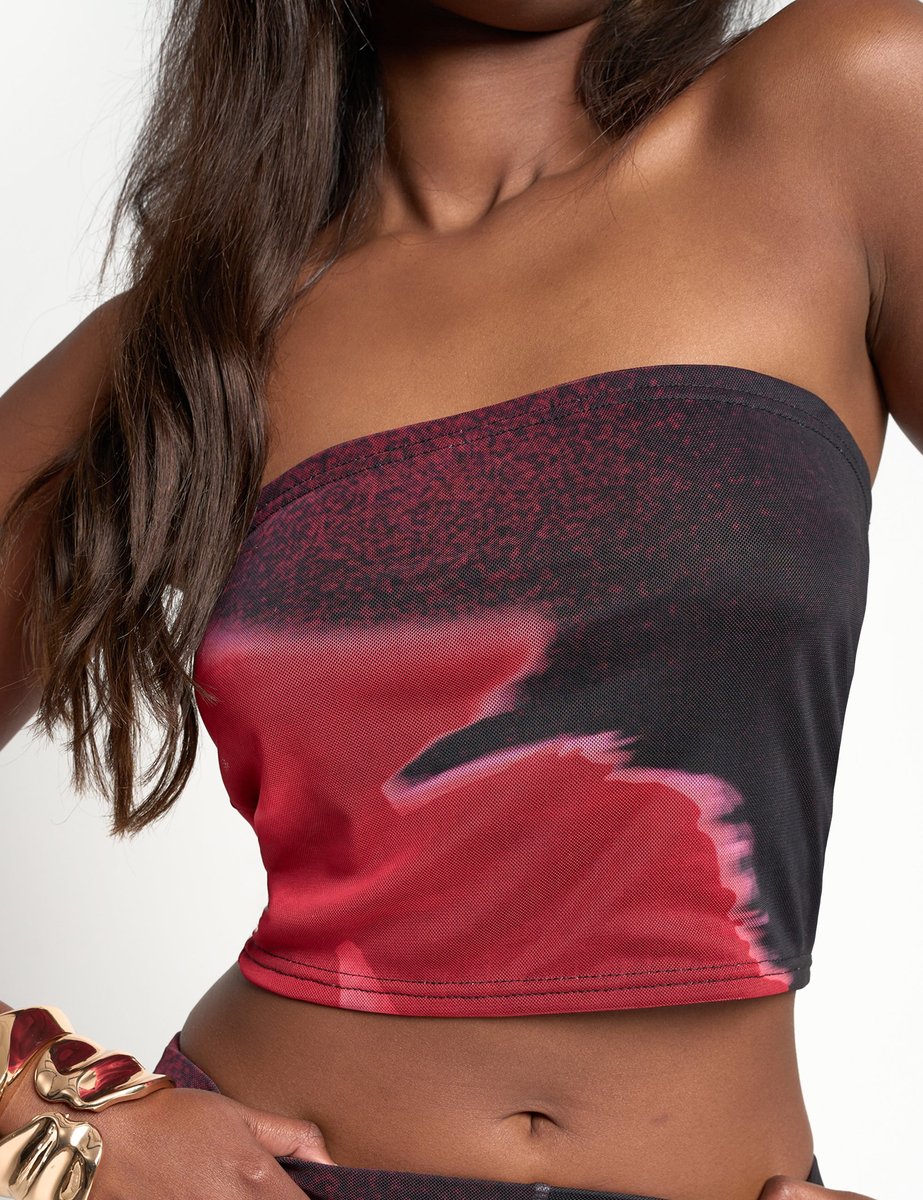 Public Desire Floral Print Slinky Bandeau Top Black - 3