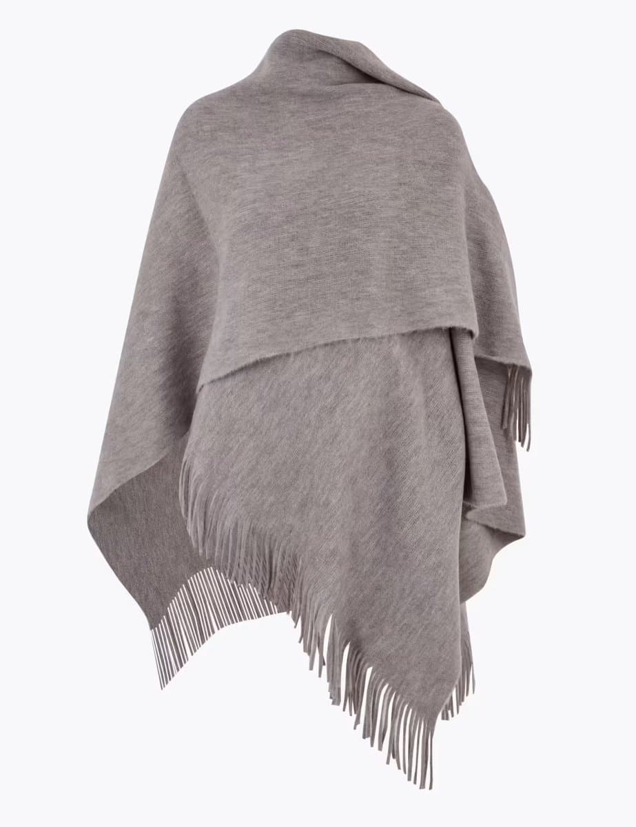 Marks & Spencer M&S Tassel Poncho Grey Mix