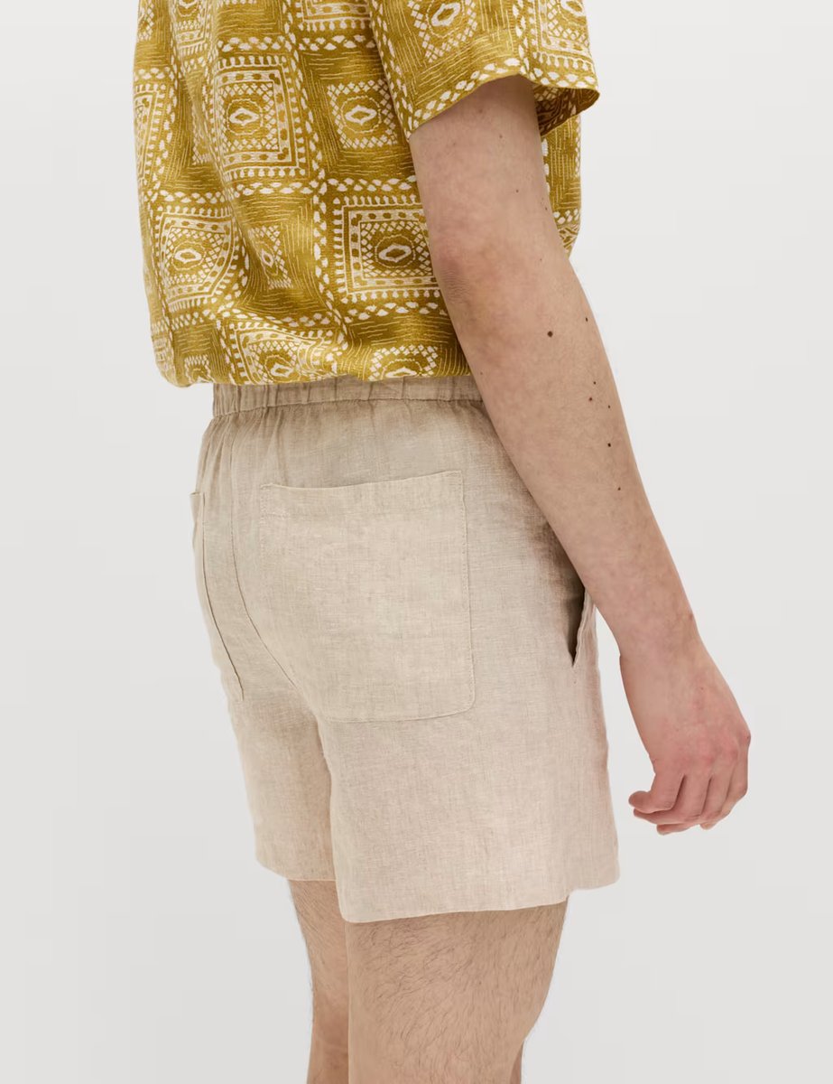 Marks & Spencer M&S Pure Linen Elasticated Waist Shorts Natural Mix - 4