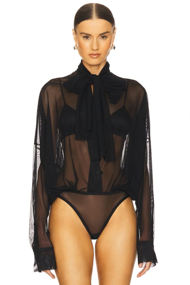 revolve Super Oversized Bf Shirt Bodysuit - 2