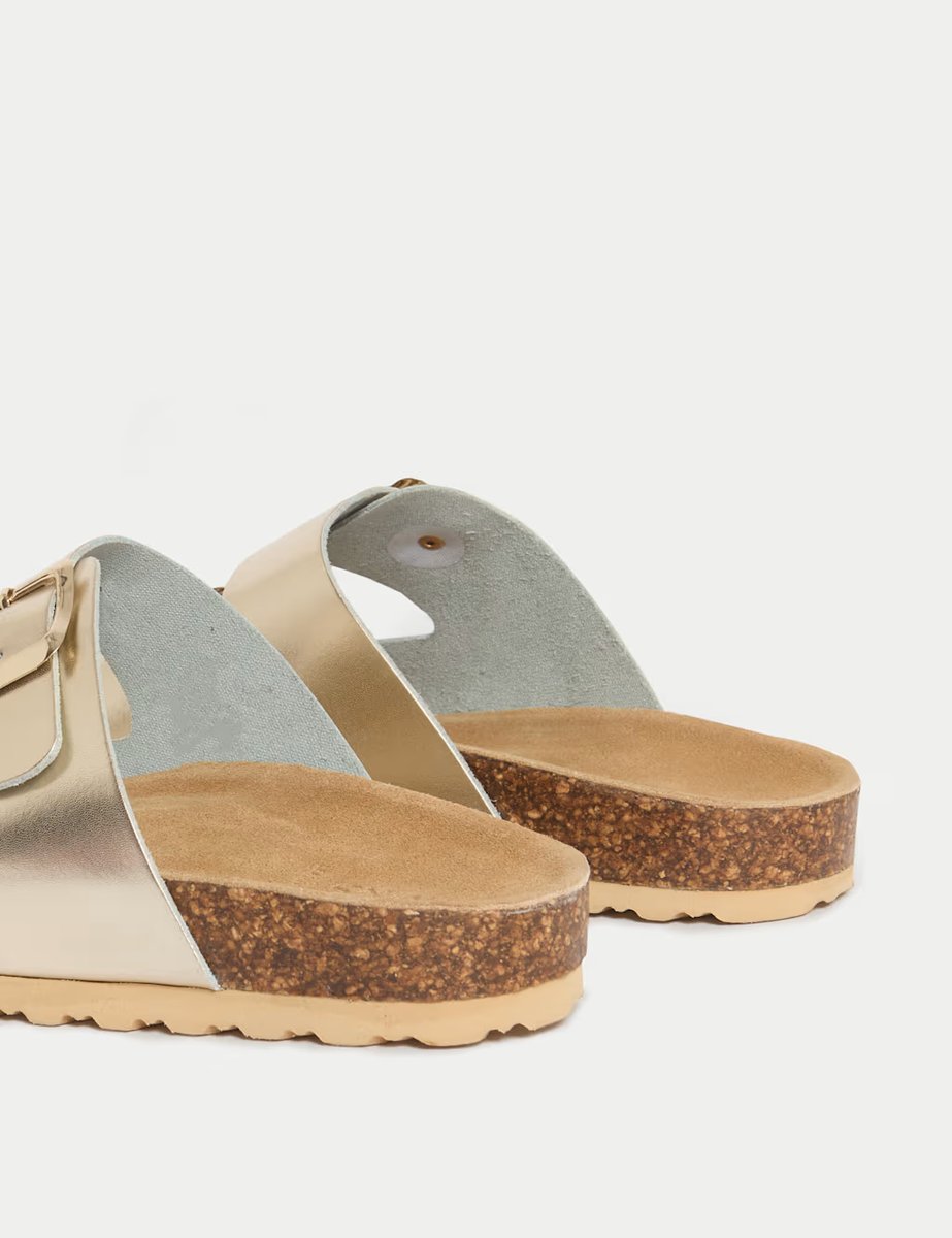 Marks & Spencer M&S Leather Metallic Buckle Footbed Mules Metallic - 2