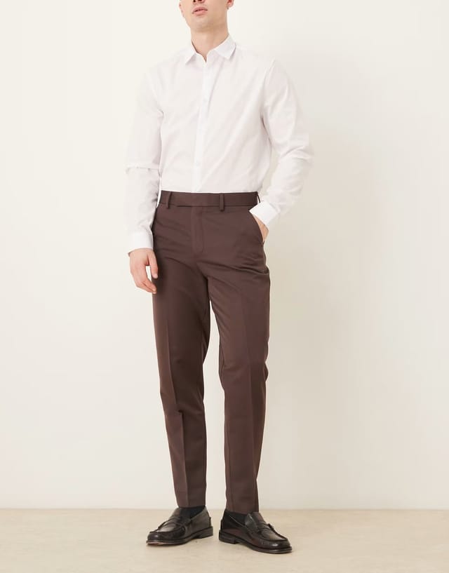 ASOS ASOS DESIGN smart tapered trouser in brown - 2