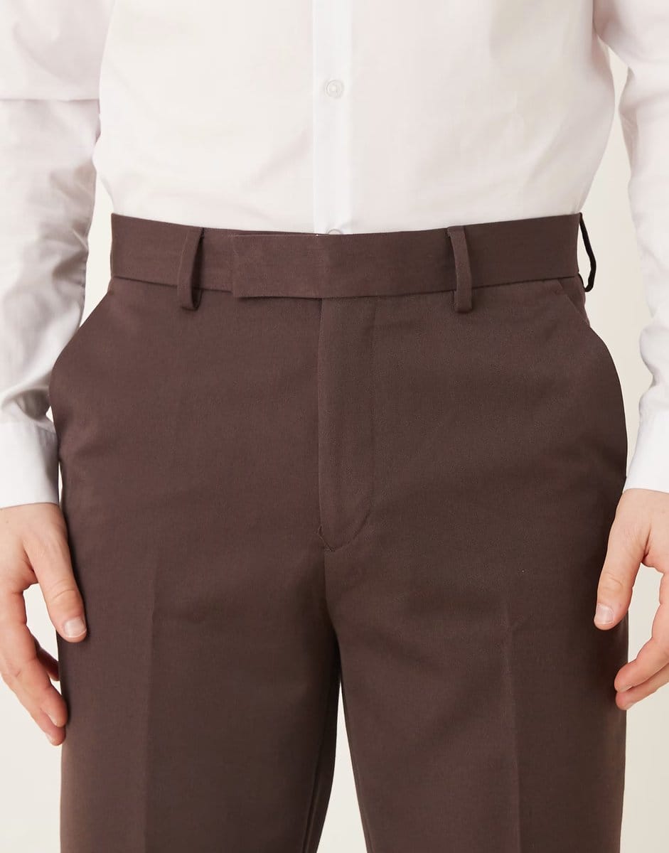 ASOS ASOS DESIGN smart tapered trouser in brown - 4