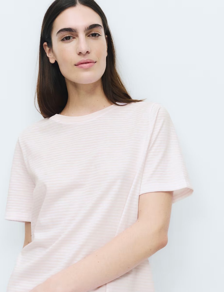 Marks & Spencer M&S Pure Cotton Printed Pyjama Set Light Pink Mix - 3