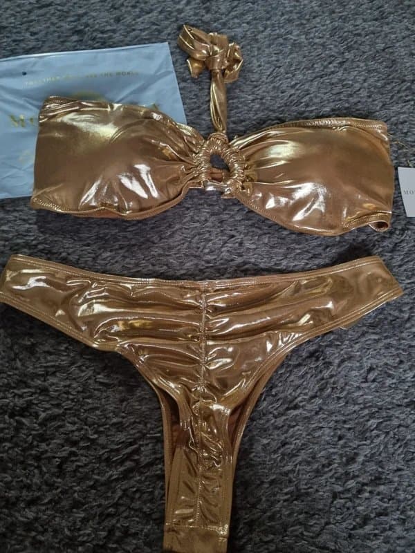 Moda Minx Moda Minx gold iconic halter bandeau bikini set size XL
