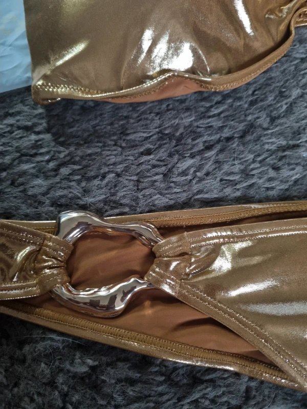 Moda Minx Moda Minx gold iconic halter bandeau bikini set size XL - 2