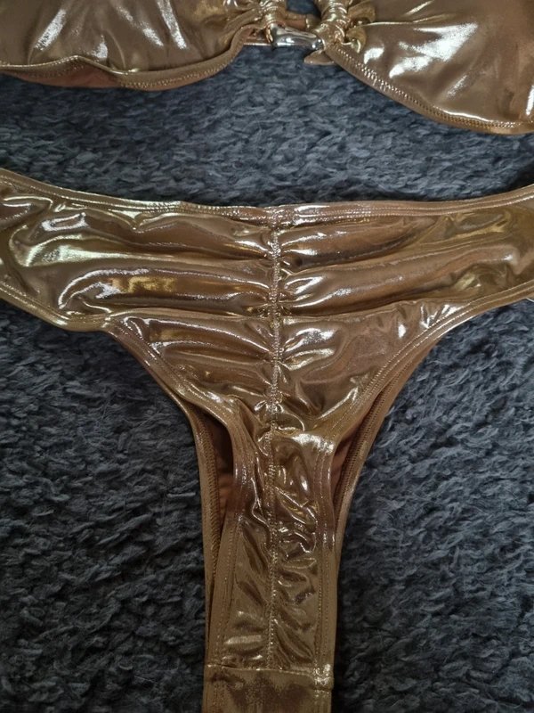 Moda Minx Moda Minx gold iconic halter bandeau bikini set size XL - 4