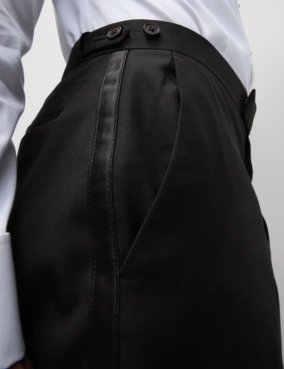 Marks & Spencer M&S Regular Fit Stretch Tuxedo Trousers Black - 2