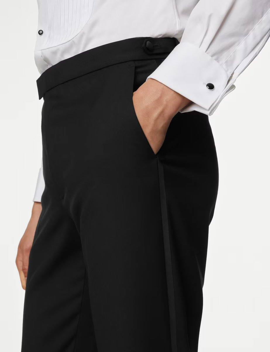 Marks & Spencer M&S Regular Fit Stretch Tuxedo Trousers Black - 3