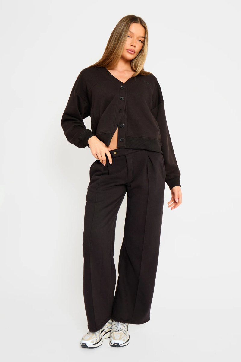 Kaiia Kaiia Logo Button Down Oversized Sweat Cardigan Black - 3