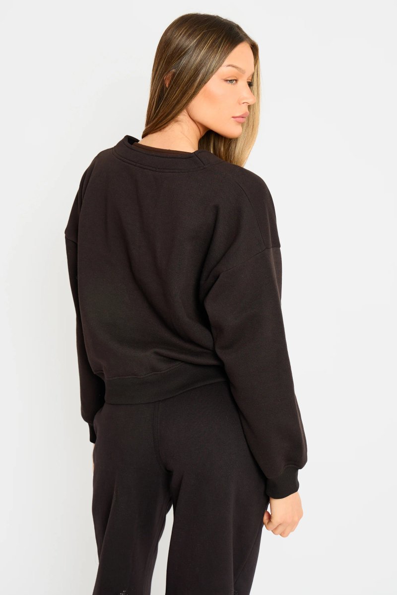 Kaiia Kaiia Logo Button Down Oversized Sweat Cardigan Black - 4