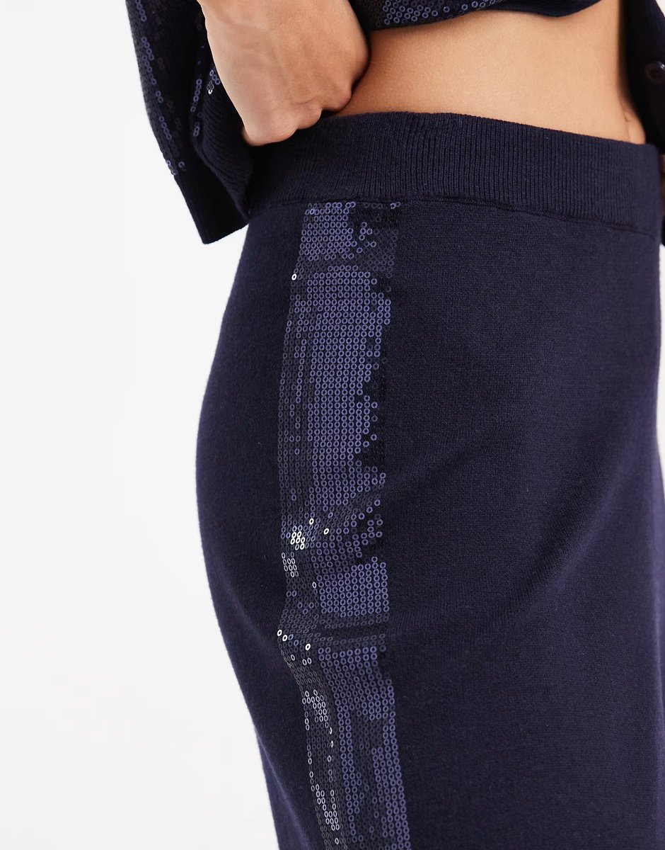 ASOS French Connection sequin panel wide leg trousers co-ord in navy - 4