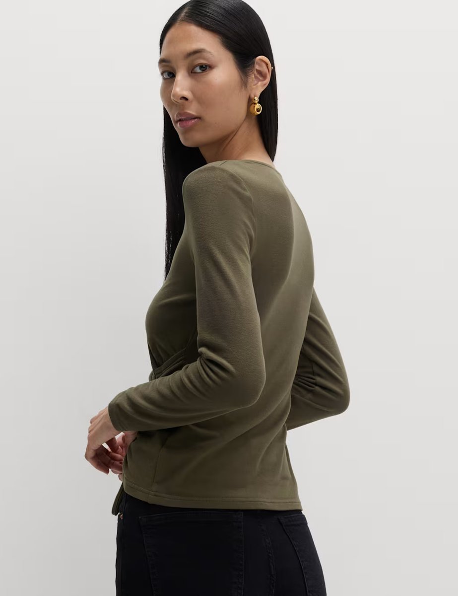 Marks & Spencer M&S Cosy Ruched Front Top with Stretch Moss - 3