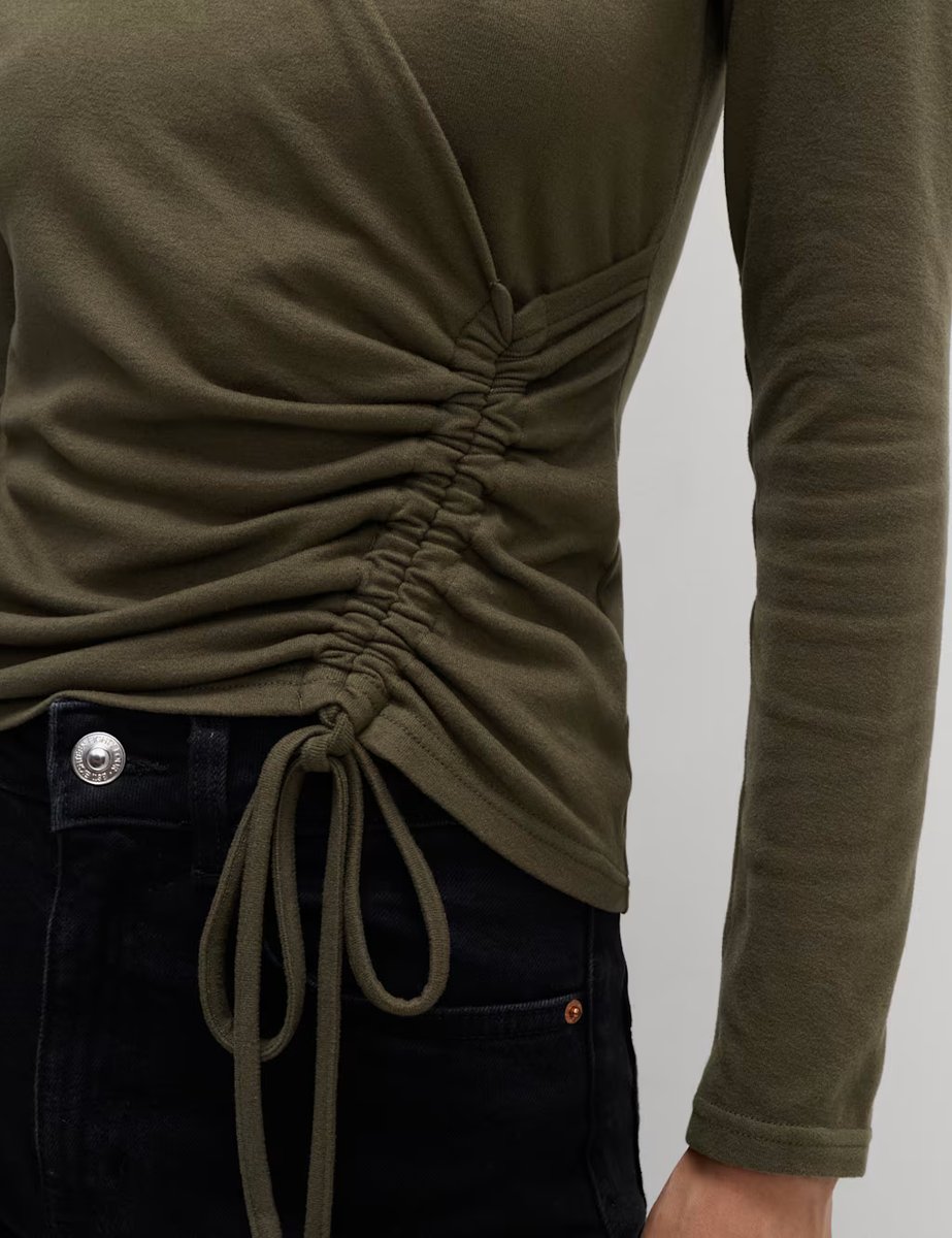 Marks & Spencer M&S Cosy Ruched Front Top with Stretch Moss - 4