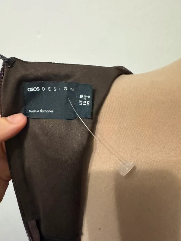 ASOS Design racer back pu midi dress in chocolate faux leather hot layering size 10 - 3