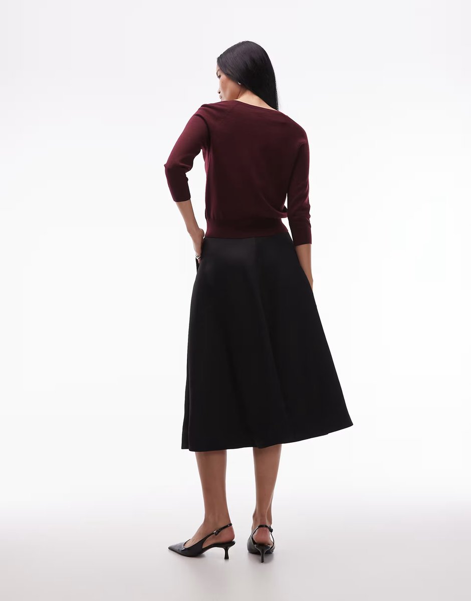 ASOS ARKET satin heavyweight midi skirt in black - 4