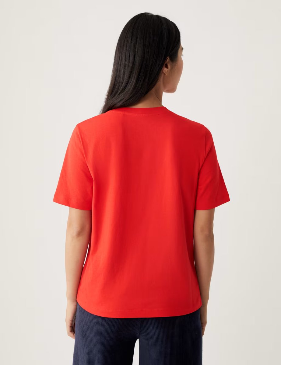 Marks & Spencer M&S Pure Cotton Everyday Fit T-Shirt Tomato - 3