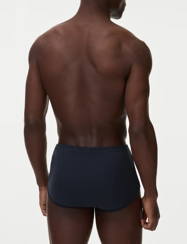 Marks & Spencer M&S 3 Pack Pure Cotton High Waist Briefs Blue Mix - 2