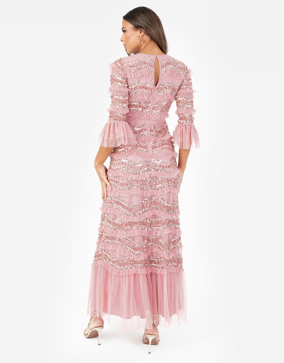 ASOS Maya Embellished 3/4 bell sleeve maxi dress in vintage rose - 3