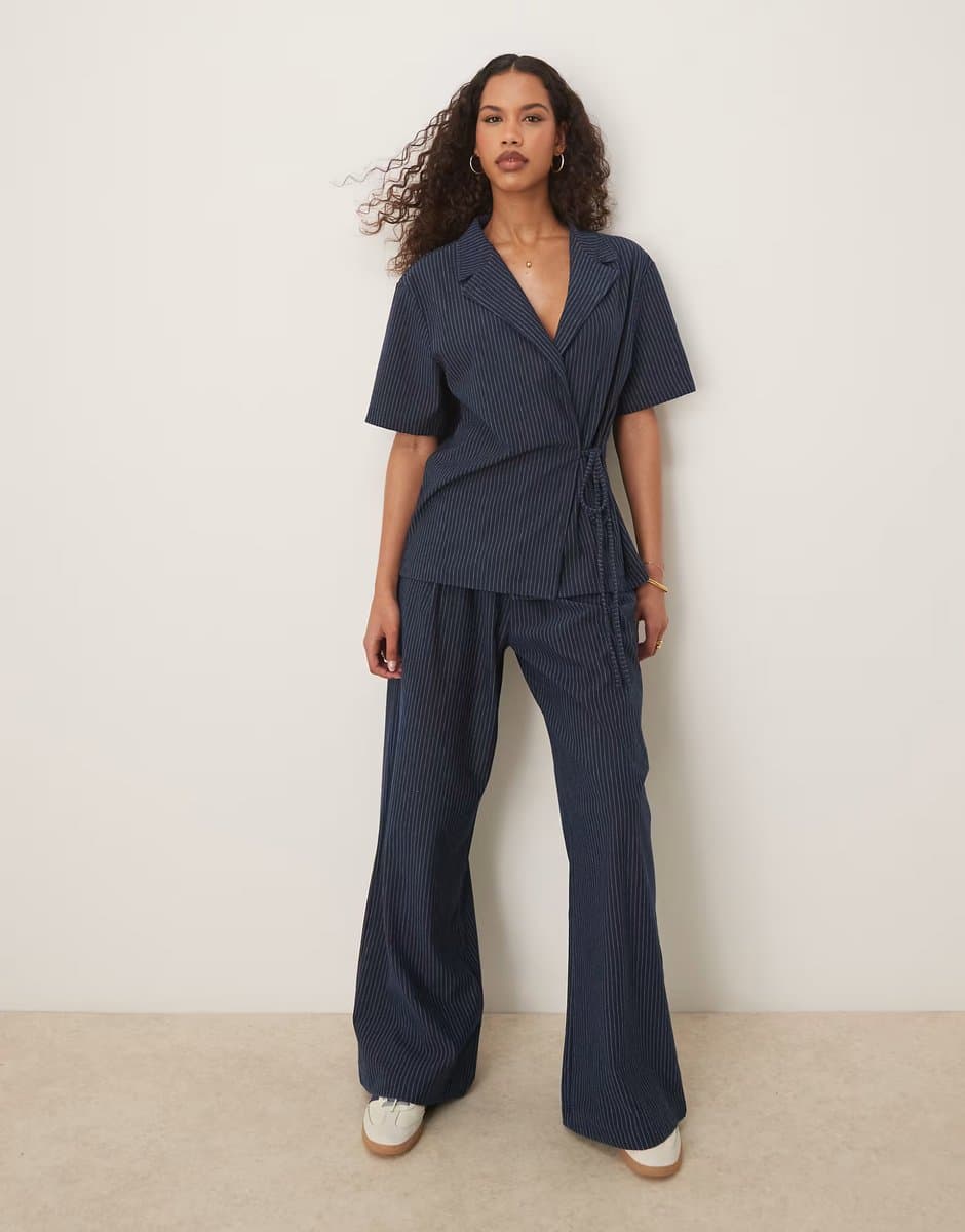 ASOS ASOS DESIGN denim look co-ord wide leg trousers