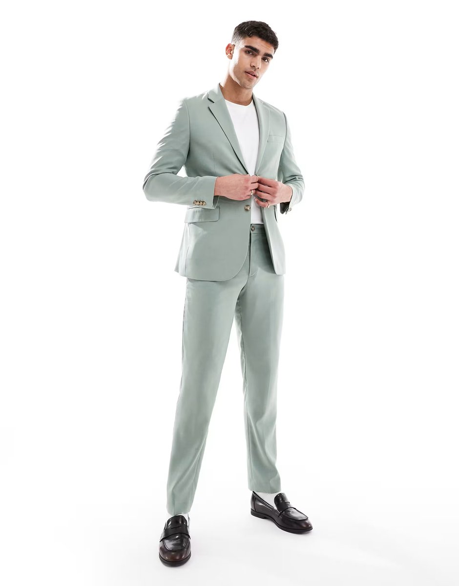 ASOS Jack & Jones super slim suit jacket in light green - 2