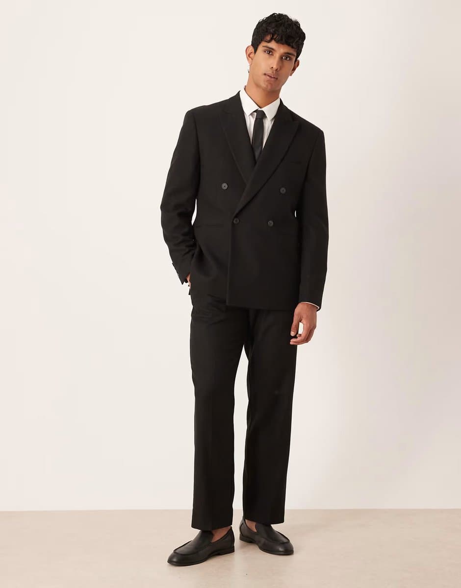 ASOS ASOS DESIGN straight suit trouser with wool in black