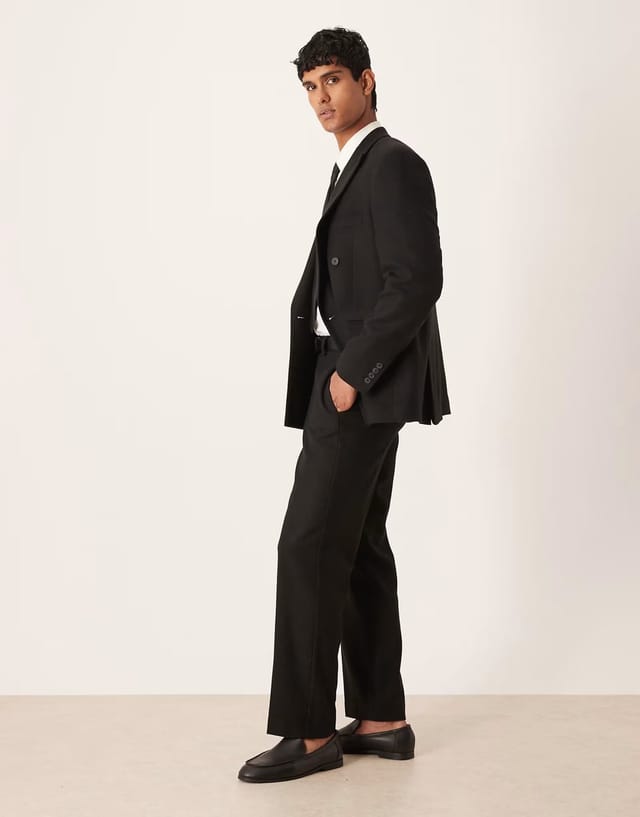 ASOS ASOS DESIGN straight suit trouser with wool in black - 3