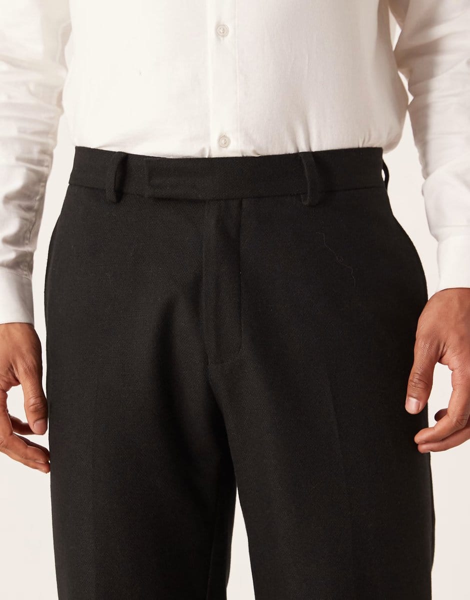 ASOS ASOS DESIGN straight suit trouser with wool in black - 4