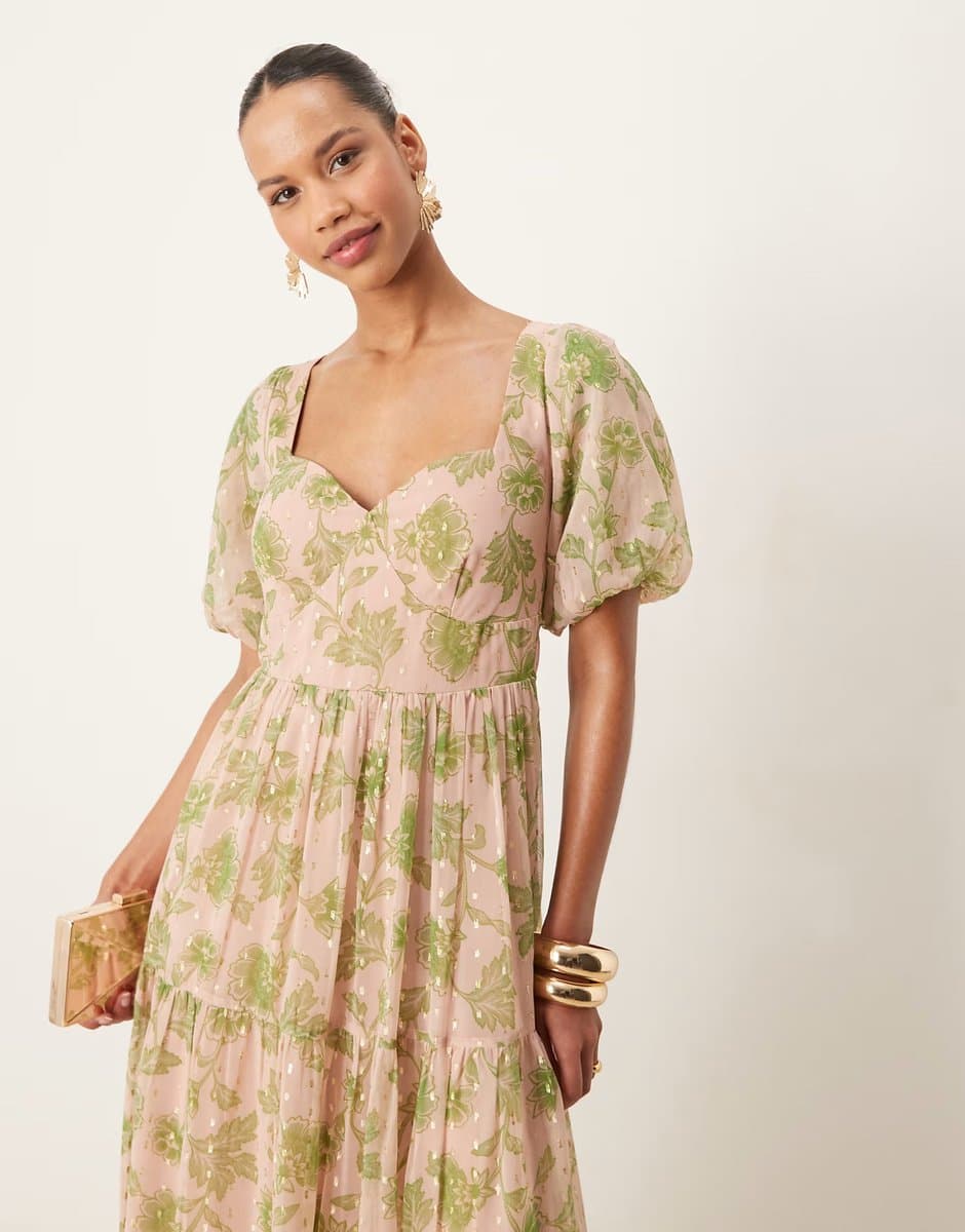ASOS Anaya Floral print sweetheart neck midaxi dress in multi