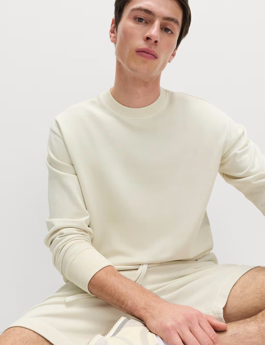 Marks & Spencer M&S Pure Cotton Garment Dye Sweatshirt Ecru