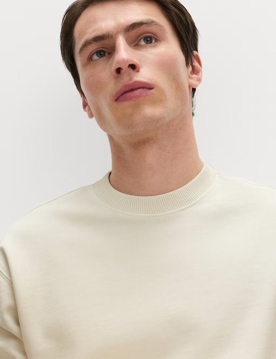 Marks & Spencer M&S Pure Cotton Garment Dye Sweatshirt Ecru - 2