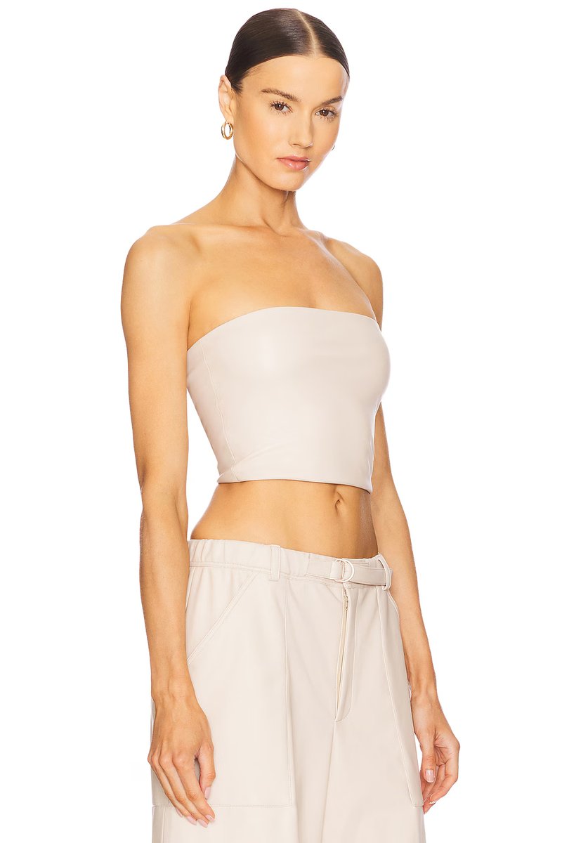 revolve Stretch Faux Leather Tube Top - 2