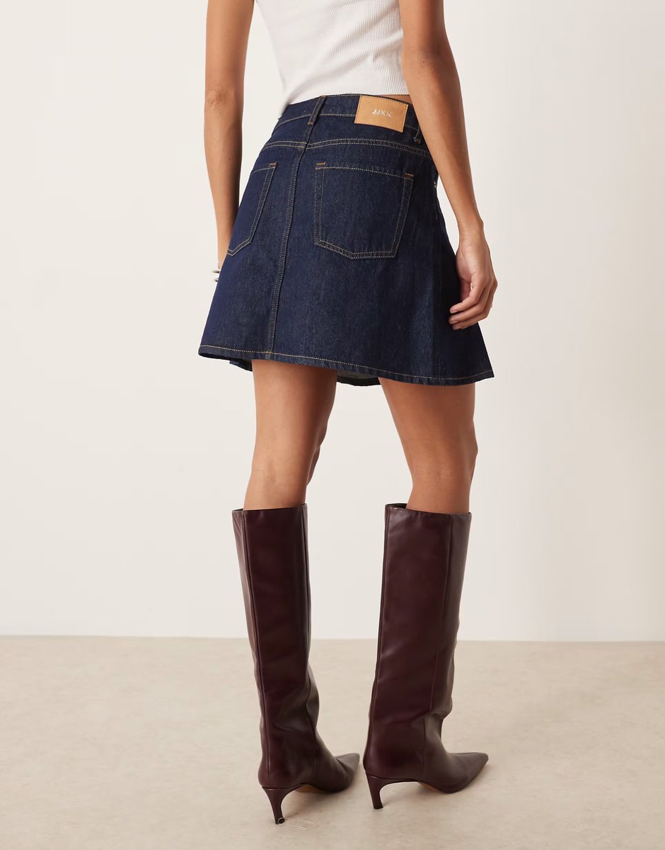 ASOS JJXX pleated denim mini skirt in dark wash - 2