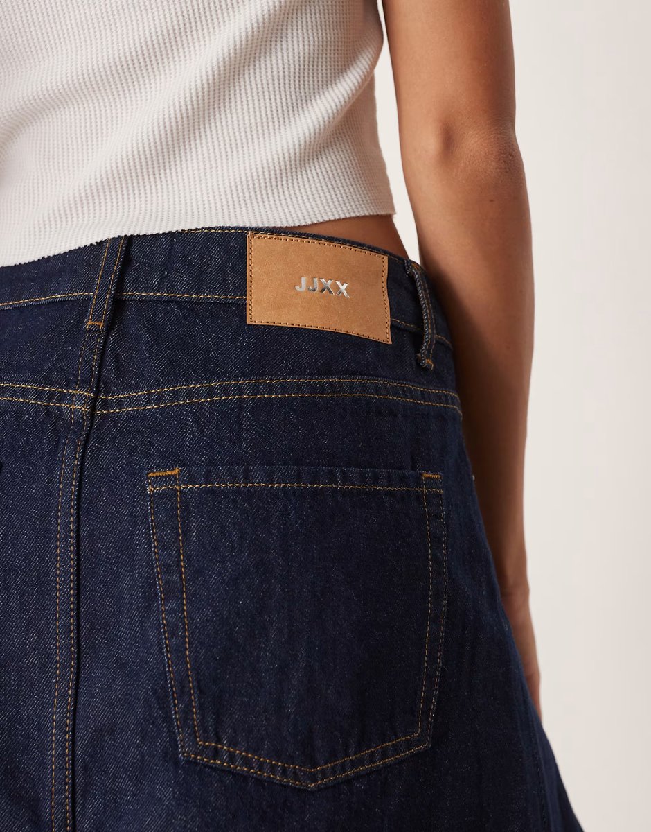 ASOS JJXX pleated denim mini skirt in dark wash - 4