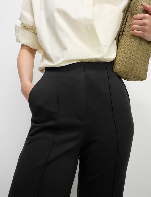 Marks & Spencer M&S Jersey Twill Straight Leg Trousers Black - 2