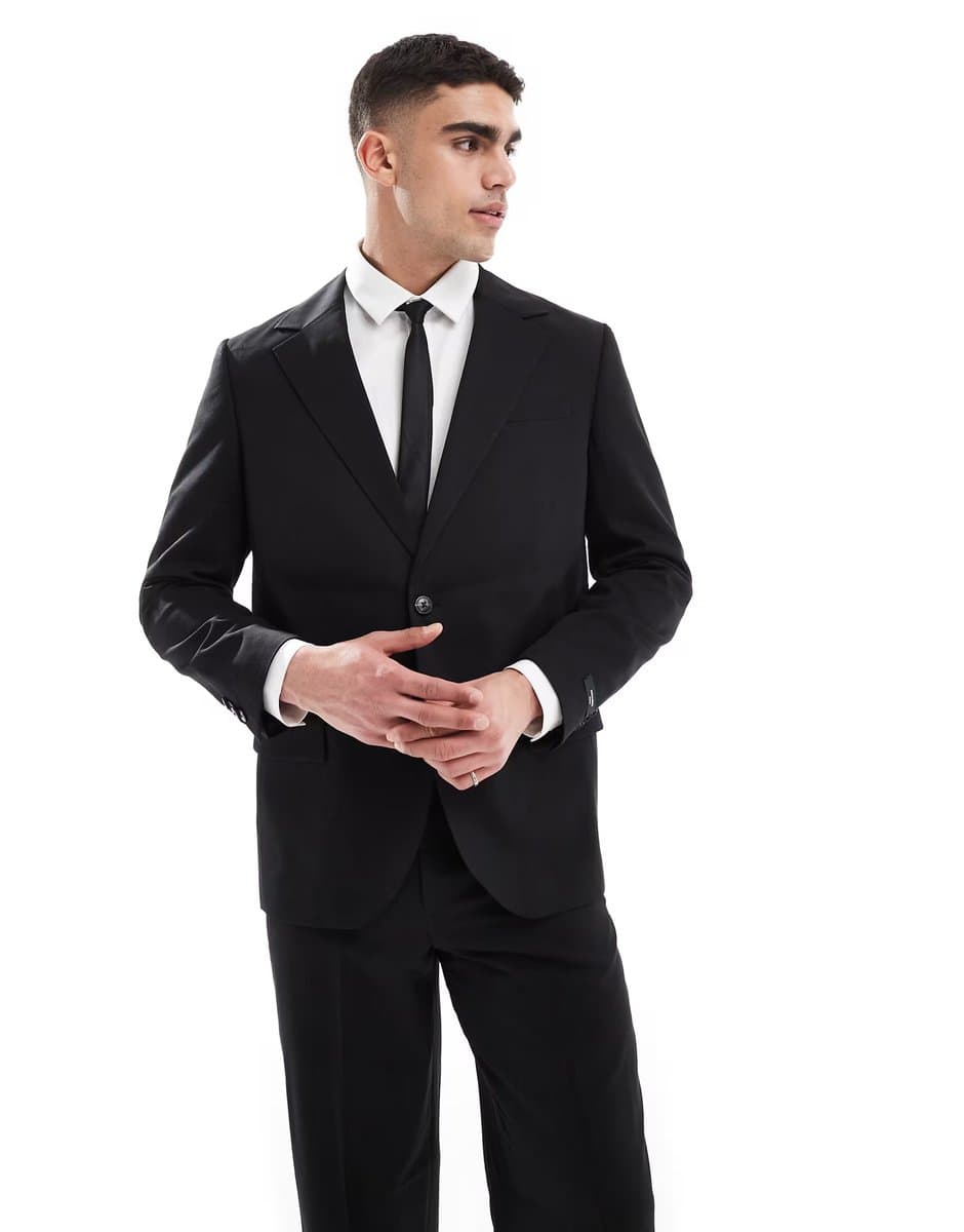 ASOS Jack & Jones Premium franco relaxed fit suit jacket in black