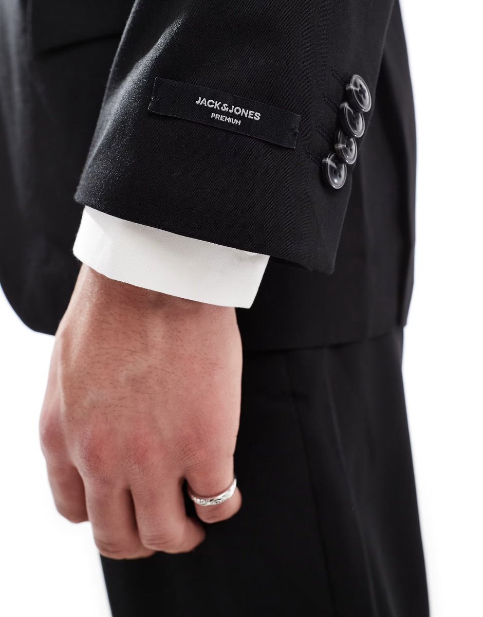 ASOS Jack & Jones Premium franco relaxed fit suit jacket in black - 3