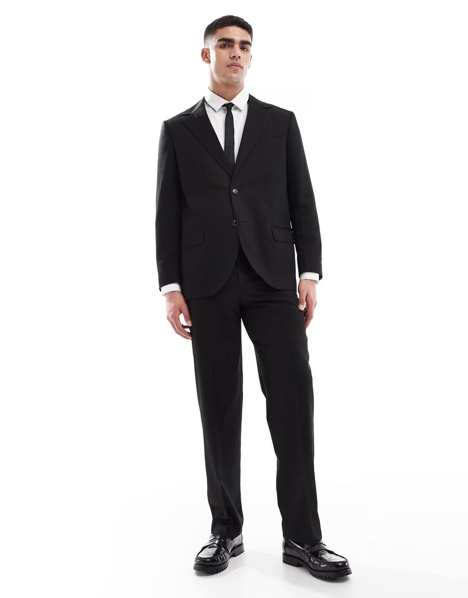 ASOS Jack & Jones Premium franco relaxed fit suit jacket in black - 4