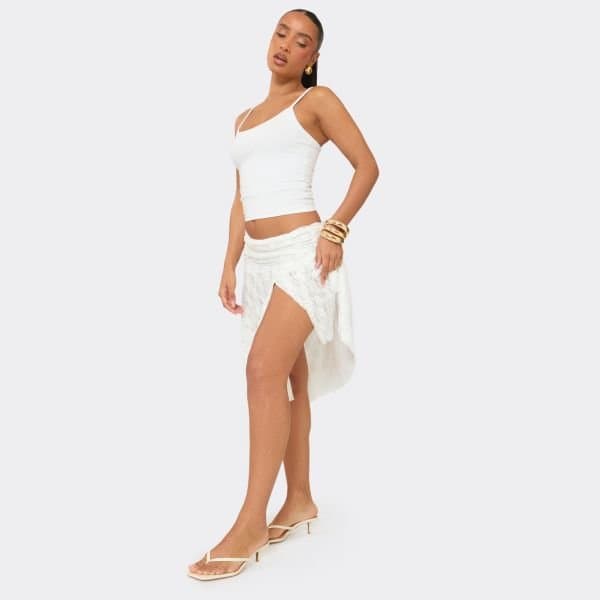 EGO Lammy Thong Strap Kitten Heel Mule In White Faux Leather, Women's Size UK 3
