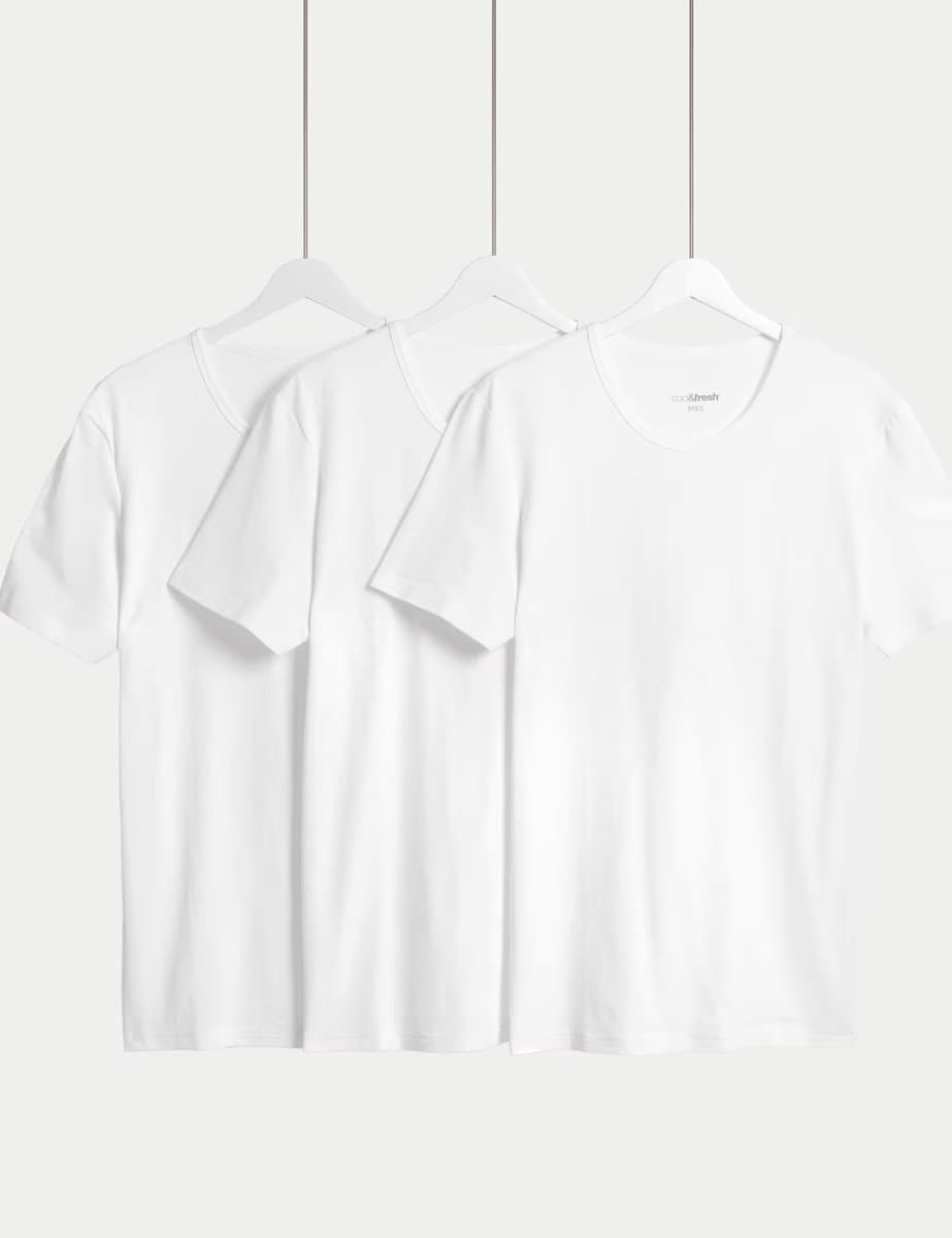 Marks & Spencer M&S Cool & Fresh Crew Neck Stretch Vests in White