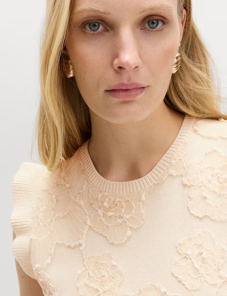 Marks & Spencer M&S Floral Textured Knitted Mini Dress Cream - 2