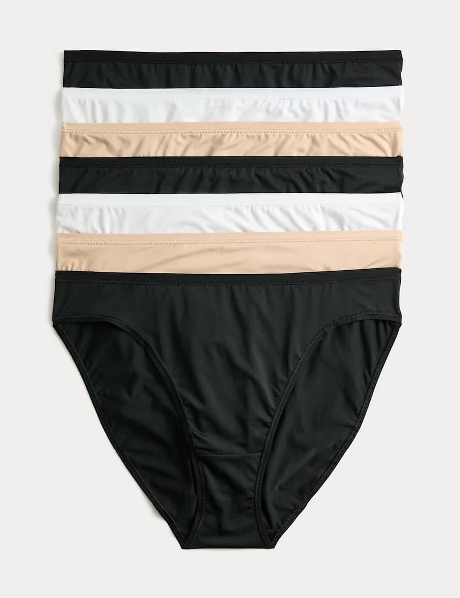 Marks & Spencer M&S 7 Pack Microfibre High Leg Knickers Black Mix