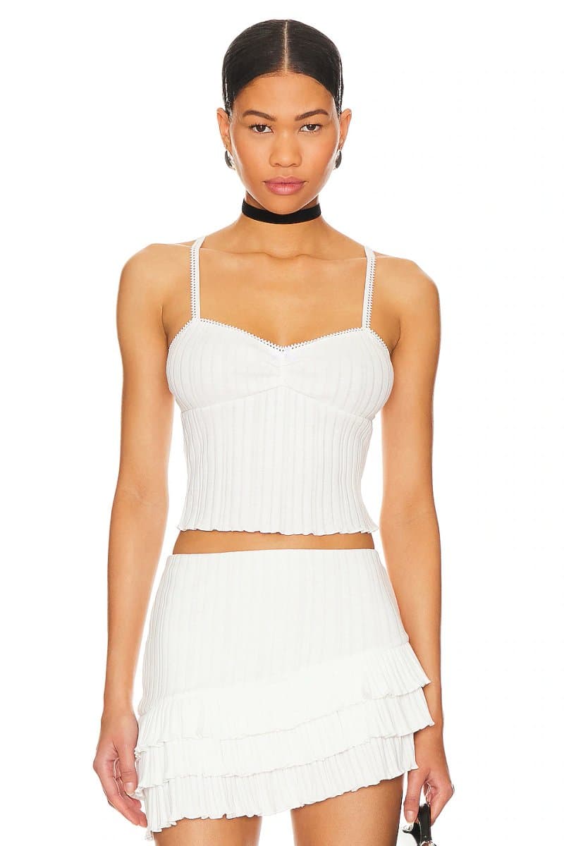 revolve Revolve Ines Top with Ribbed Detail in White